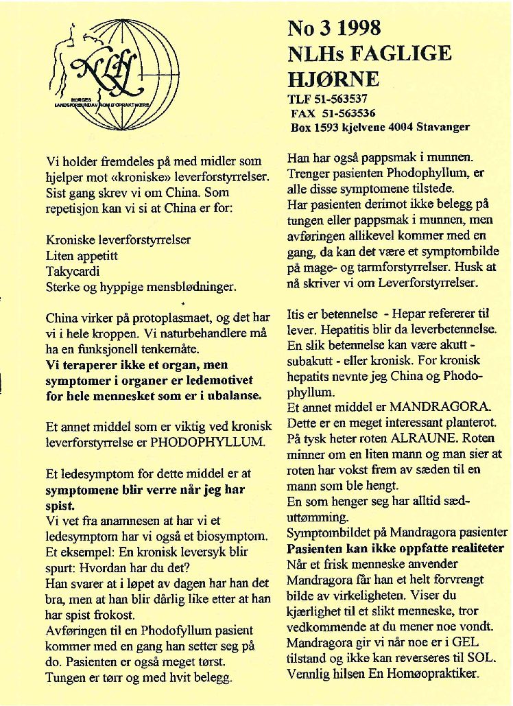 Faglig Hjørne nr. 3-1998